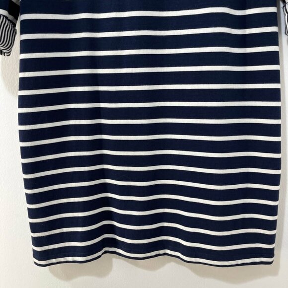 Boden Navy Striped Casual Luxe Preppy Cotton Long Sleeve Coastal Dress [size S] - Picture 6 of 9